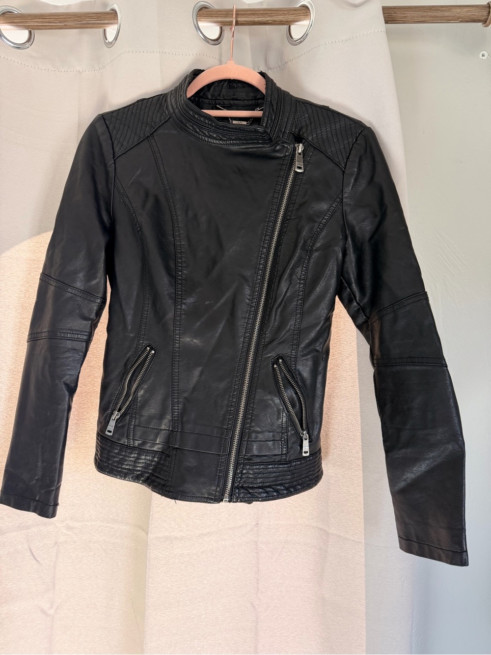 Women's Black Asymmetrical Leather Jacket